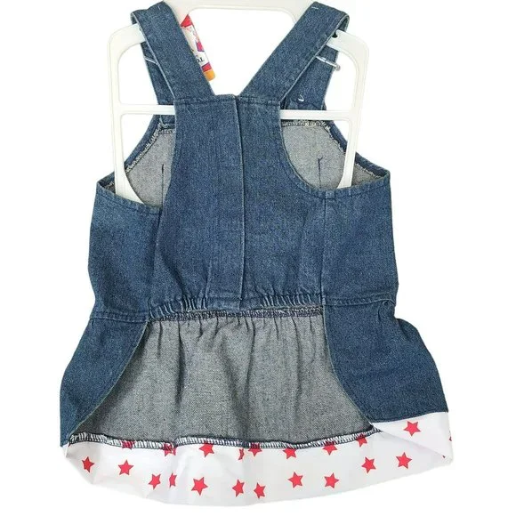 Top Paw Red White &Cute Pet Dog Dress Sz M Denim Flag Stars Stripes Independence - Picture 3 of 5